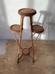 Wicker Flower Pot Holder, Boho Plant Stand, Rattan Planter, Shelf for Plants, Rustic Plant Stand, Vine stand for 4 flowerpots