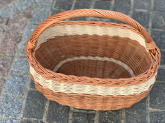 Round handled basket, flower girl basket,Small Rustic Basket Handmade Wicker Basket, Wicker Picnic Basket,
