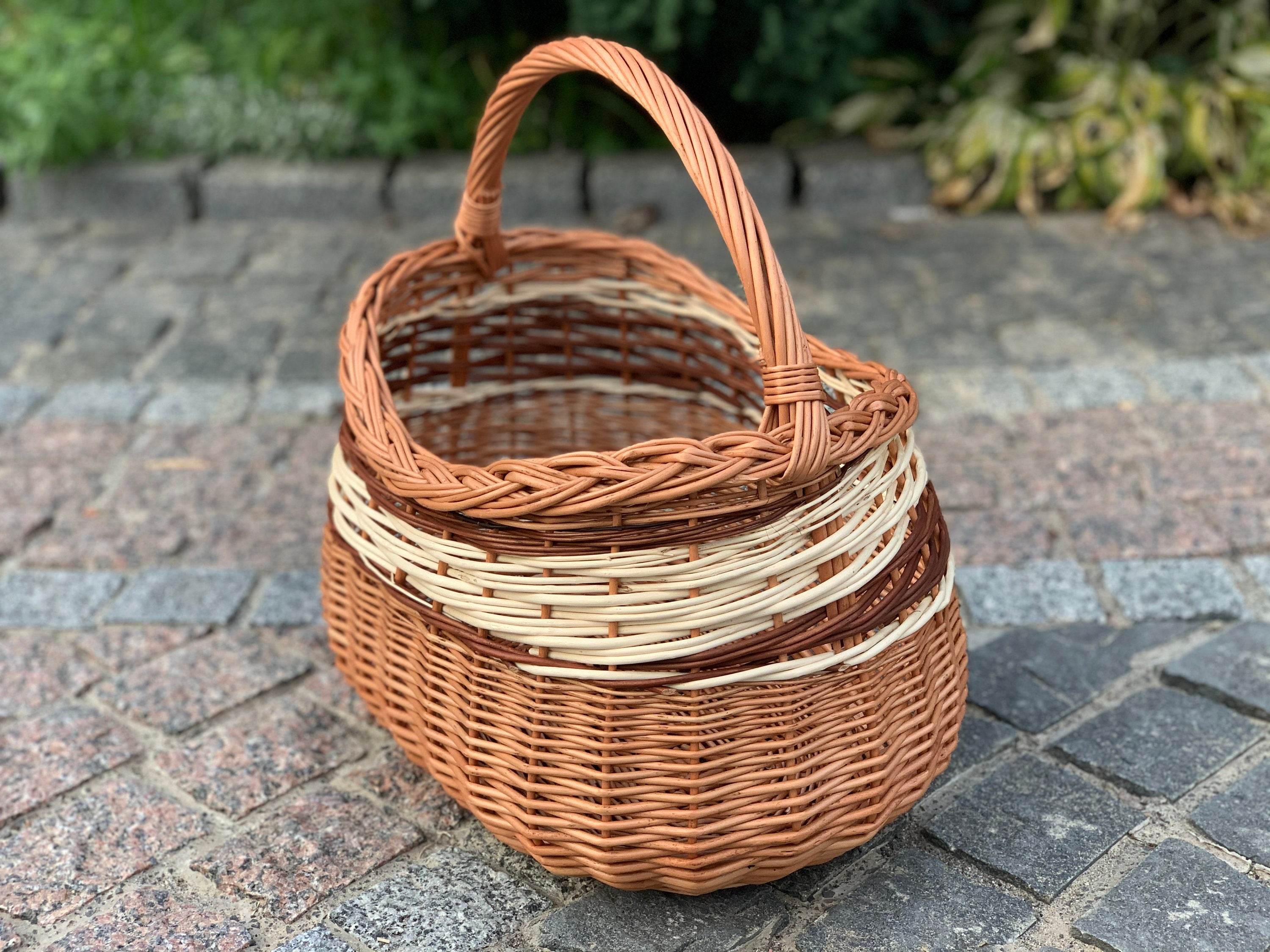 Grocery Basket, Wicker basket, handwoven willow market basket, grocery shopping basket, mushroom basket, housewarming gift