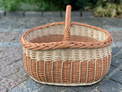 Willow Market Basket, Willow Basket, Grocery Basket, Handmade Wicker Basket, Wicker Picnic Basket, Small Rustic Basket