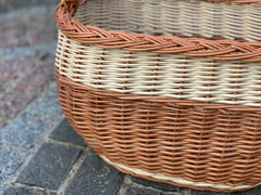 Willow Market Basket, Willow Basket, Grocery Basket, Handmade Wicker Basket, Wicker Picnic Basket, Small Rustic Basket