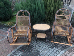 Wicker Rocking Chair, coffee table included, willow rocking chair