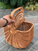 Picnic Wicker Basket, Traditional Woven Basket, Handmade Wicker Basket, Oval Willow Basket Grocery, Market Basket, Wicker picnic Basket