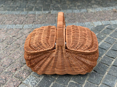 Handmade Wicker Basket with Top Handle Picnic Basket Market Basket Shopping Basket Fruit Basket in Vintage