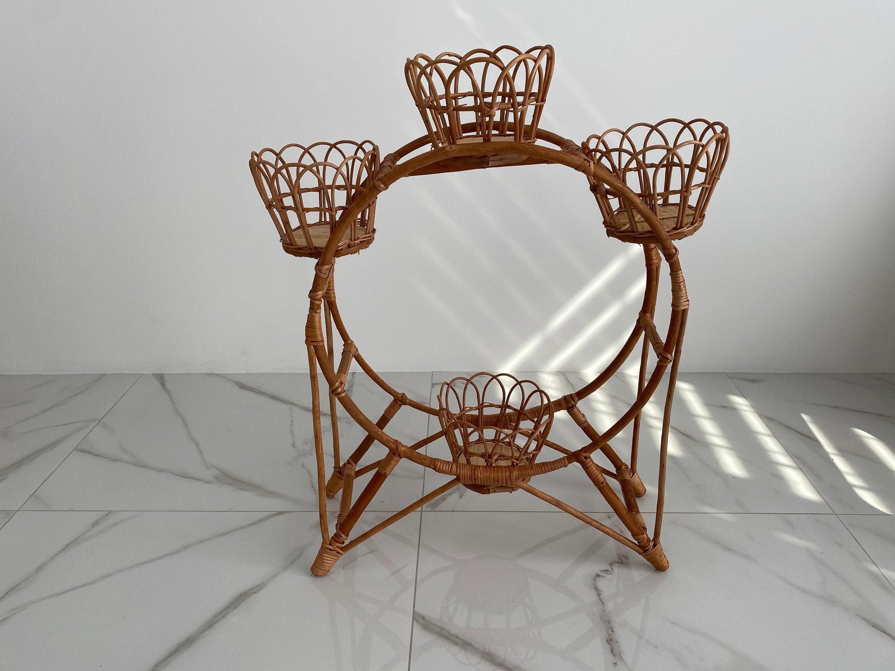 Wicker Flower Pot, Flowerbed, Natural Ecological Wicker Pot, Standing Flower Pot, Wicker Flower Stand, Vine stand for 4 flowerpots