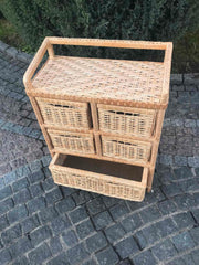 Сhest of drawers, Boho Room Decor, Boho Dresser, Wicker Dresser, Bedroom Dresser, Vintage Dresser, Wicker Commode, chest of 5 drawers