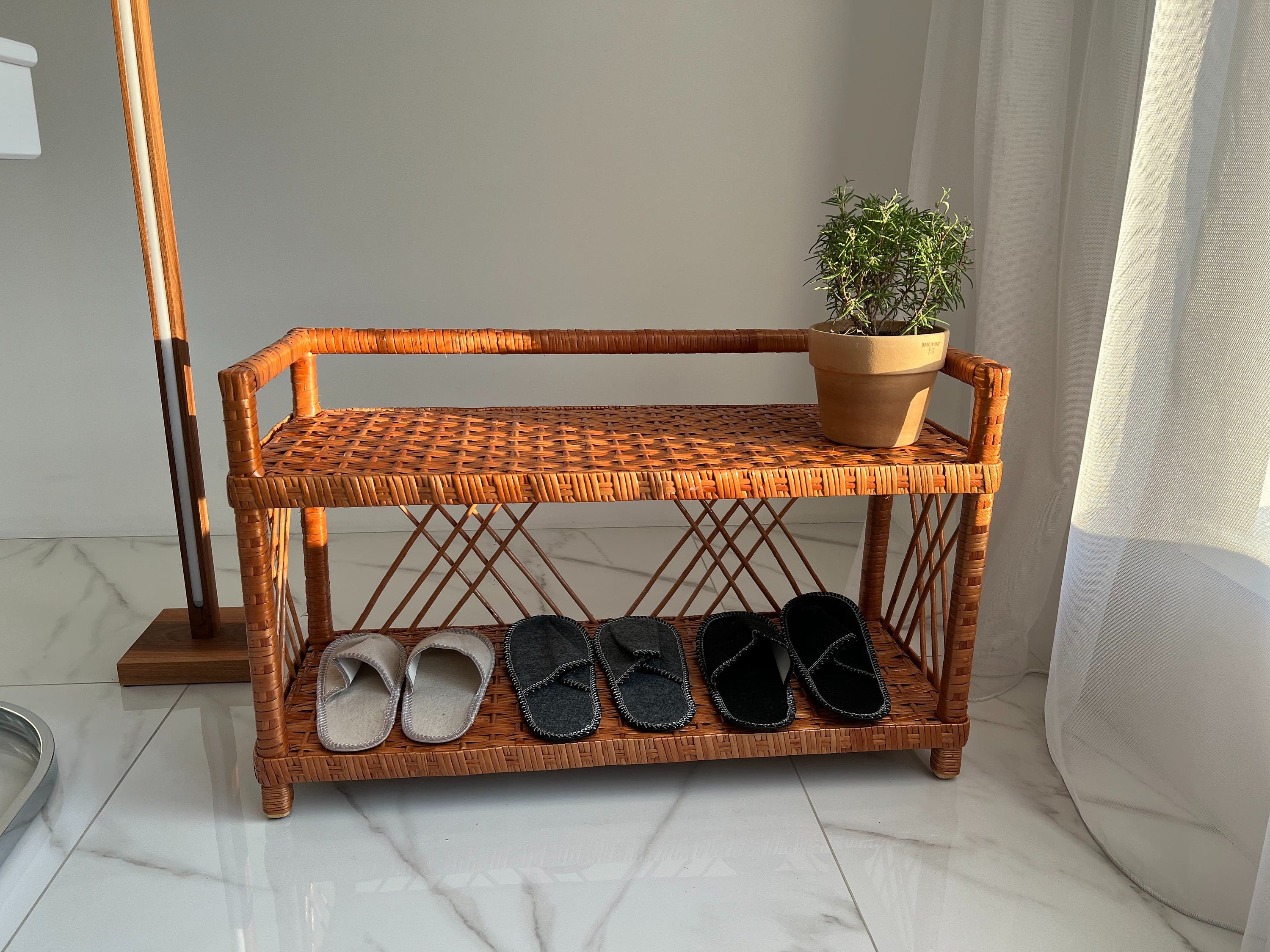 Wicker Shelf, Wicker Shoe Rack, Shoe Rack Bench, Wicker Shelf, Storage shelf, Bookshelf, Plant shelf, Rattan shelf