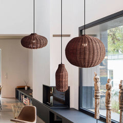 Nordic Rattan Handmade Pendant Lampshades for Kitchen Island