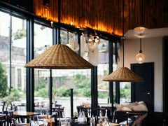 Shade Woven Rattan Light, Rattan Cone Lamp, Vintage Kitchen Lamp, Brown Beige Rattan Pendant Lights