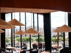 Rattan Cone Lamp Shade Woven Rattan Light Vintage Kitchen Lamp, Brown Beige Rattan Pendant Lights