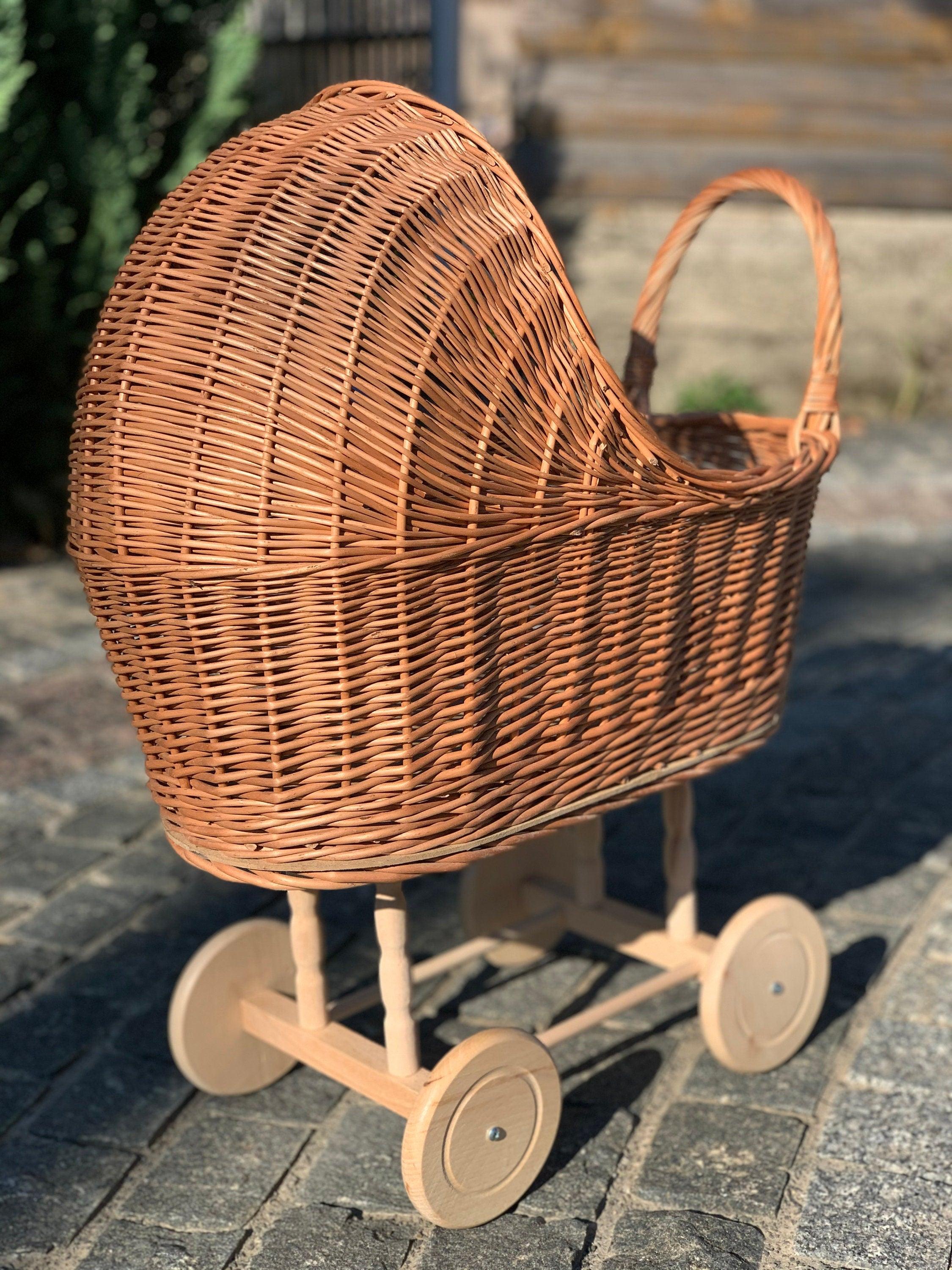 Wicker Baby Carriage, Doll Stroller, Doll Pram, Wicker Doll Stroller, Wicker Doll Pram, Wicker Willow Doll Stroller