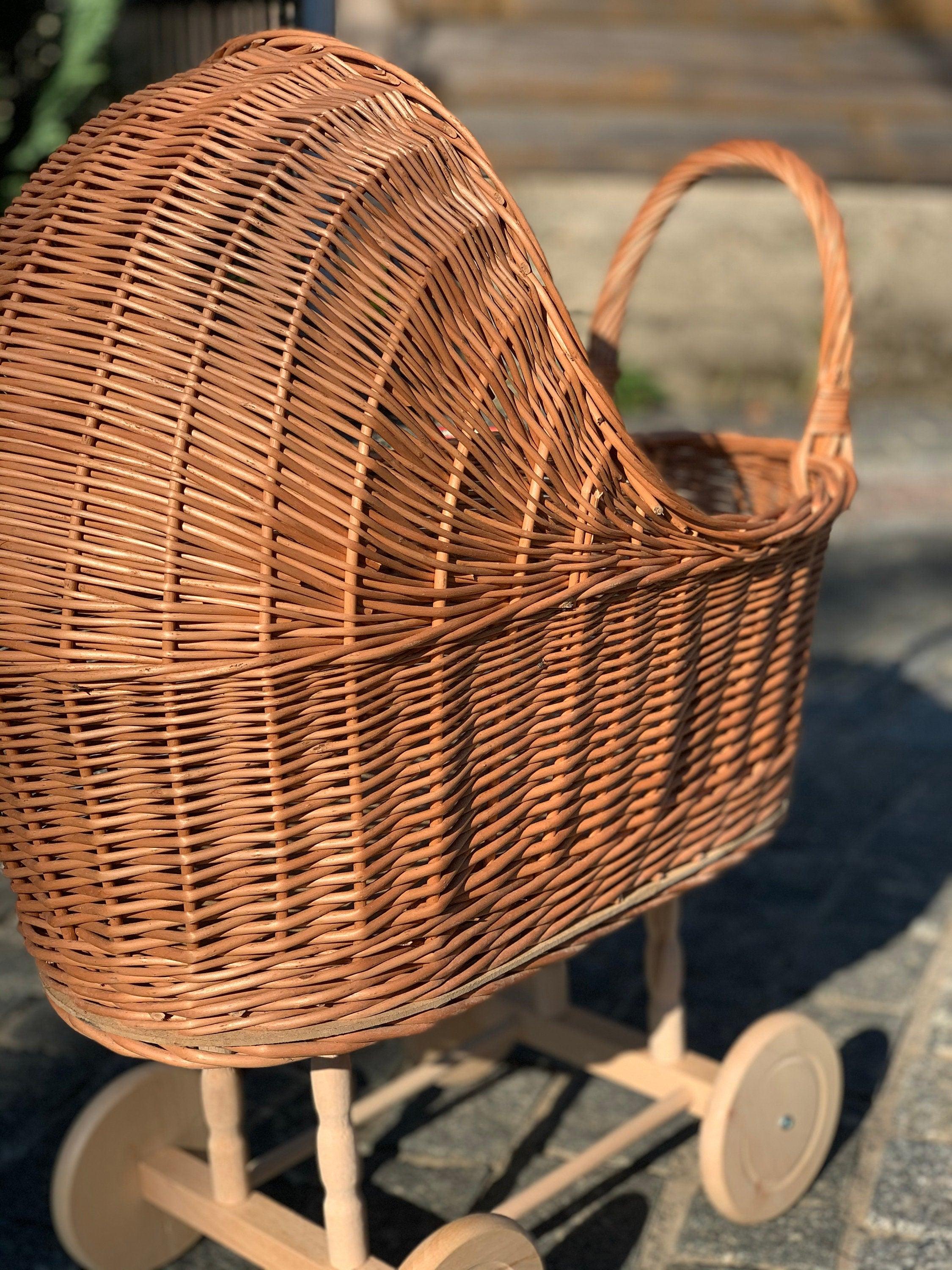 Wicker Baby Carriage, Doll Stroller, Doll Pram, Wicker Doll Stroller, Wicker Doll Pram, Wicker Willow Doll Stroller
