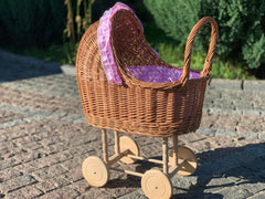 Doll Pram, Wicker Doll Stroller,