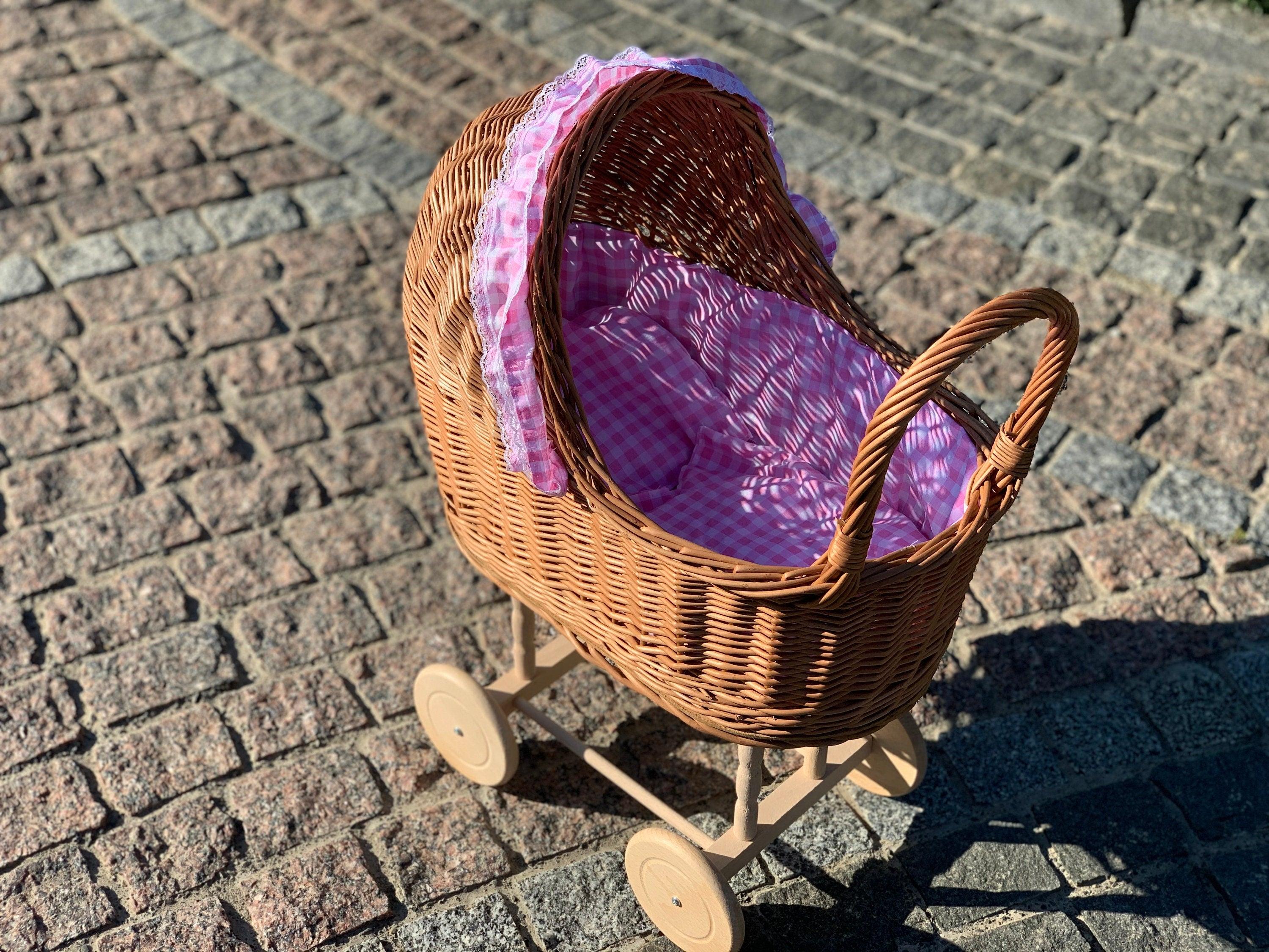 Wicker Baby Carriage, Doll Stroller, Doll Pram, Wicker Doll Stroller, Wicker Doll Pram, Wicker Willow Doll Stroller