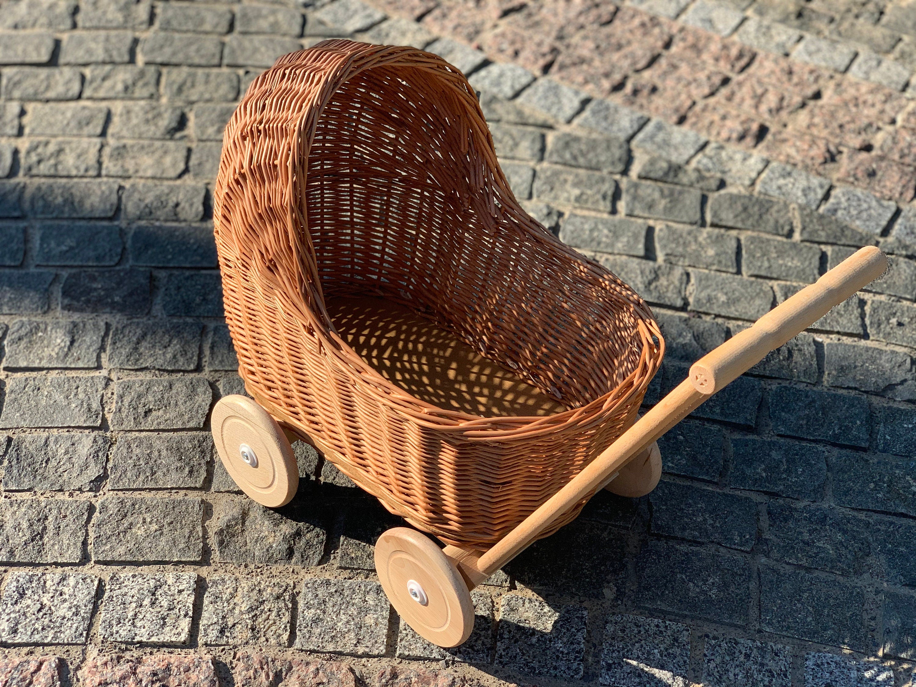 Wicker Baby Carriage, Doll Stroller, Doll Pram, Wicker Doll Stroller, Wicker Doll Pram, Wicker Willow Doll Stroller