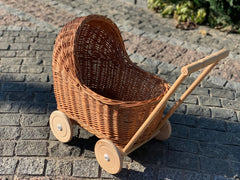 Wicker Baby Carriage, Doll Stroller, Doll Pram, Wicker Doll Stroller, Wicker Doll Pram, Wicker Willow Doll Stroller