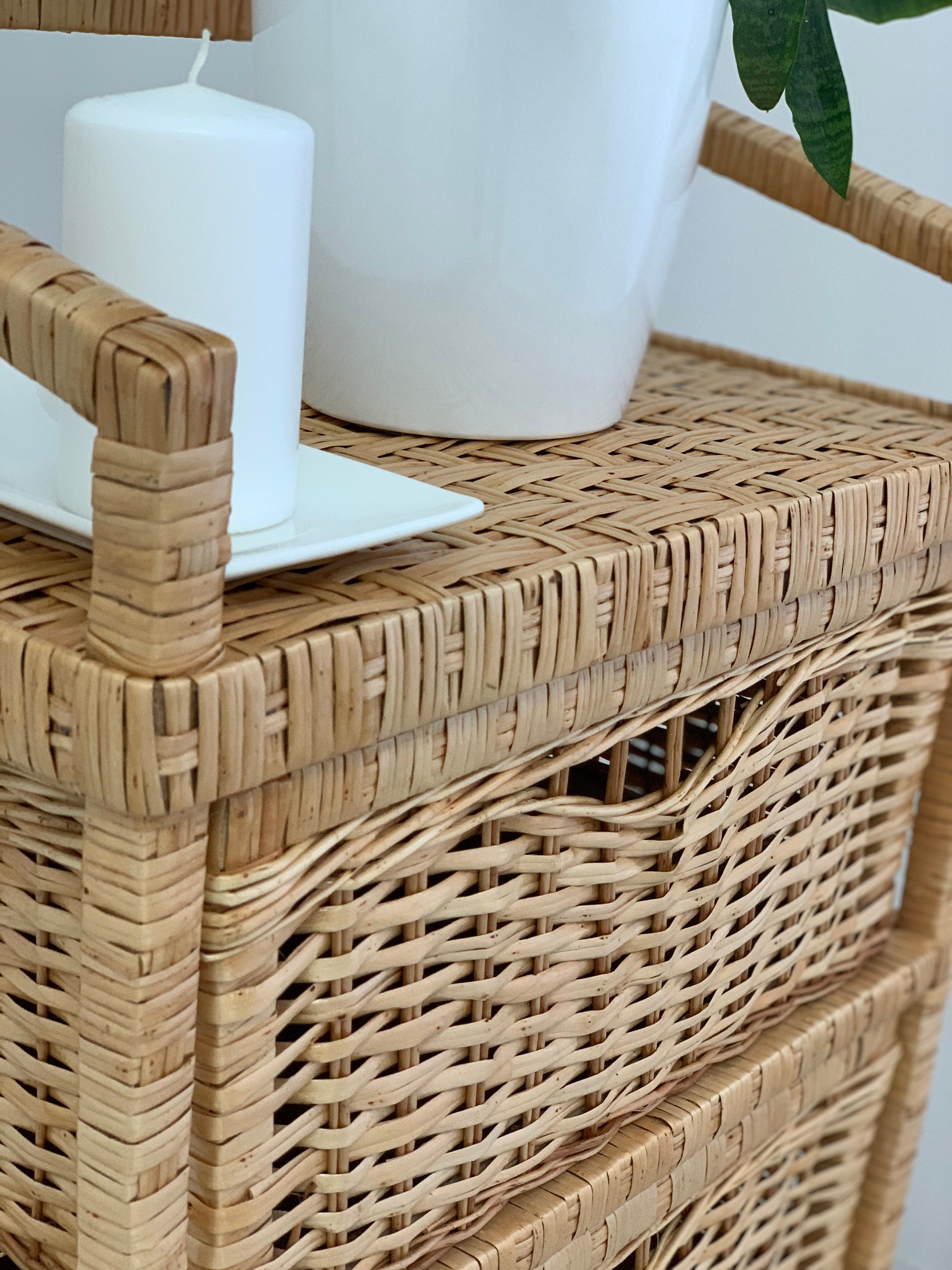 Wicker Dresser, Chest of 3 Drawers, Whicker Drawer Boho, Ecofriendly Handmade Chest of Drawers, Commode