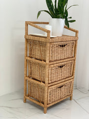 Wicker Dresser, Chest of 3 Drawers, Whicker Drawer Boho, Ecofriendly Handmade Chest of Drawers, Commode