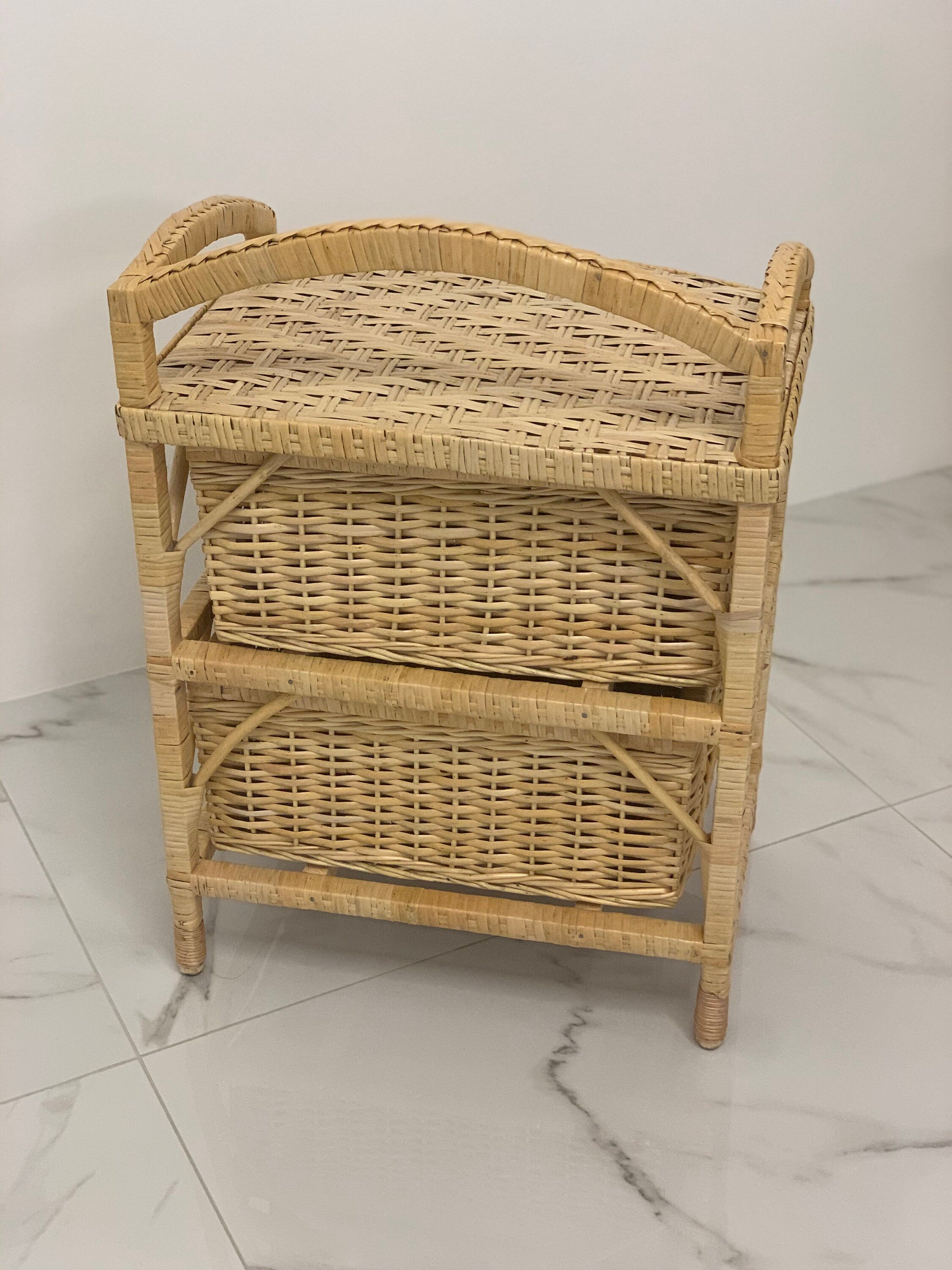 Organic Wicker Dresser, Boho dresser chest, small chest of drawers, mid modern chest of drawers, wicker chest of drawers