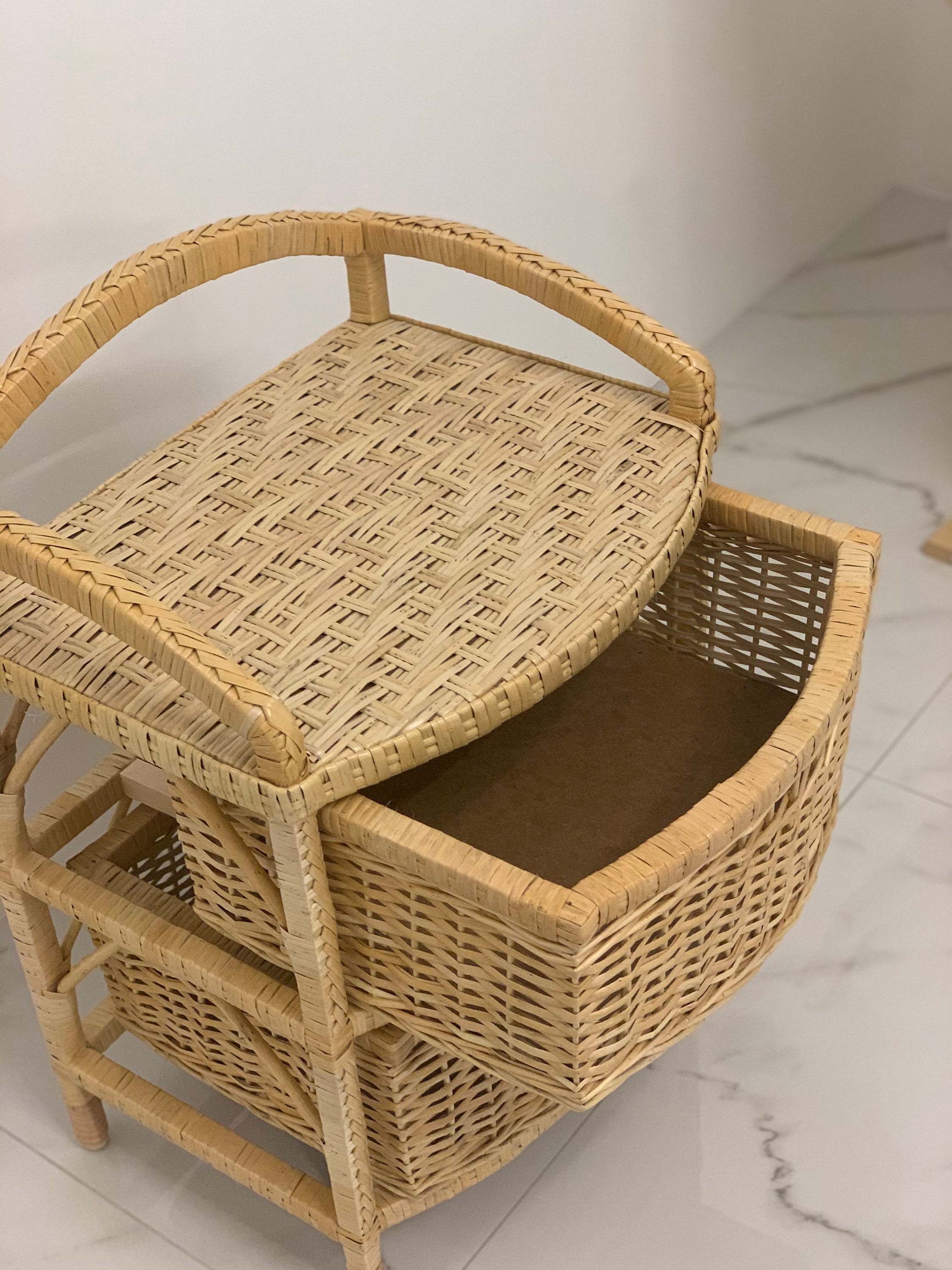 Organic Wicker Dresser, Boho dresser chest, small chest of drawers, mid modern chest of drawers, wicker chest of drawers