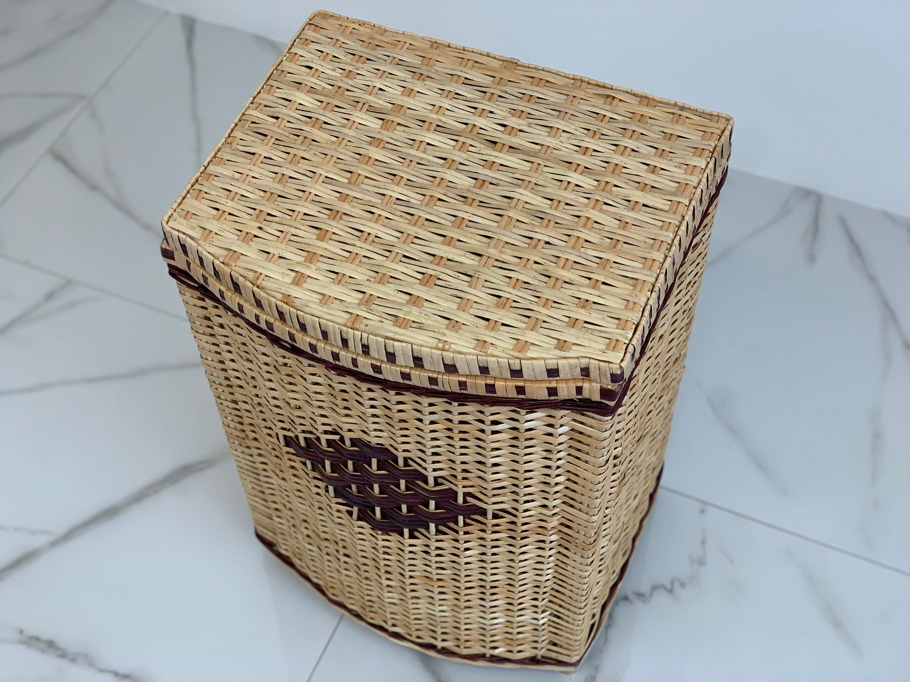 Wicker Laundry Basket with Lid, Wicker Bathroom Basket