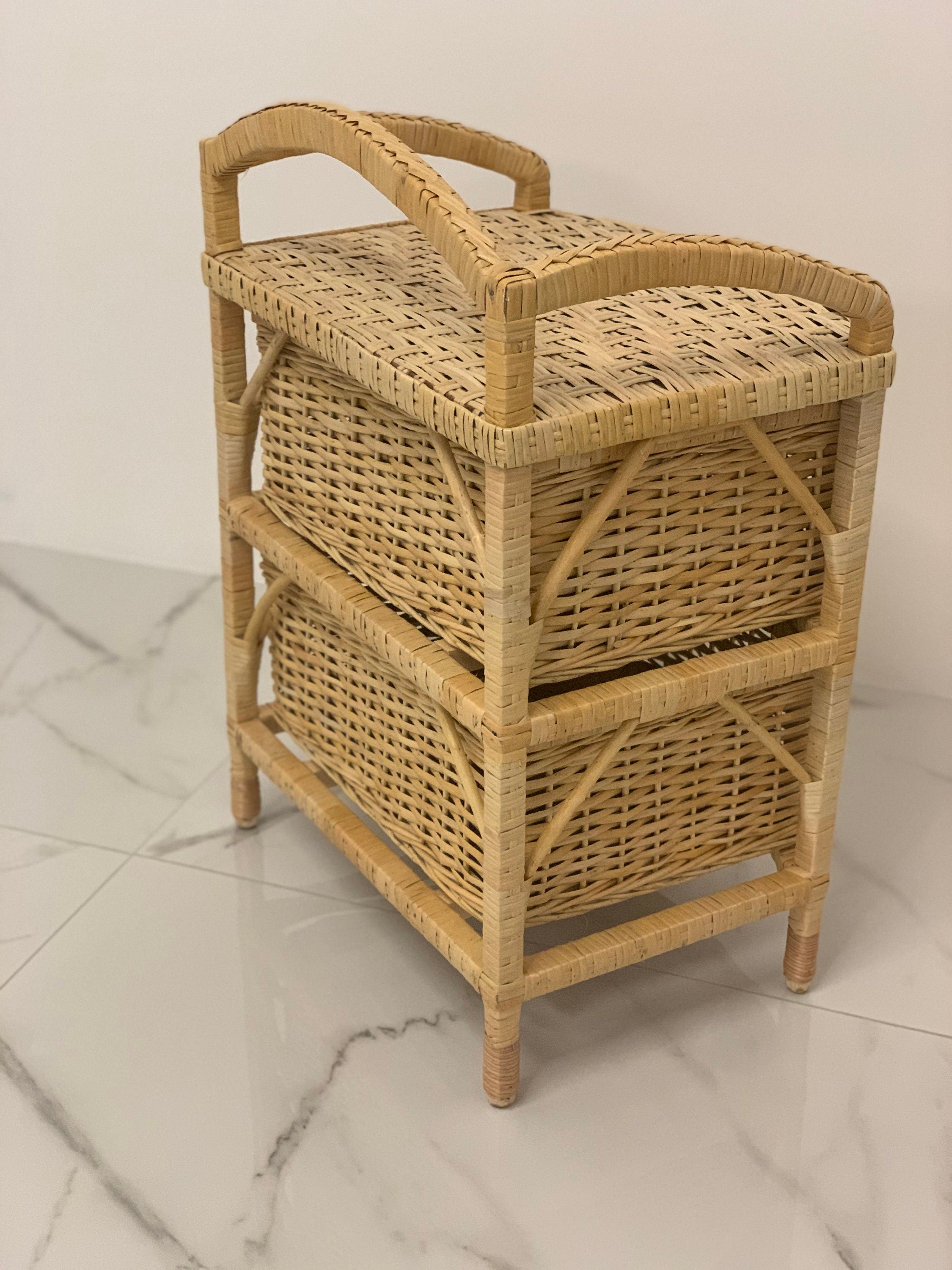 Organic Wicker Dresser, Boho dresser chest, small chest of drawers, mid modern chest of drawers, wicker chest of drawers