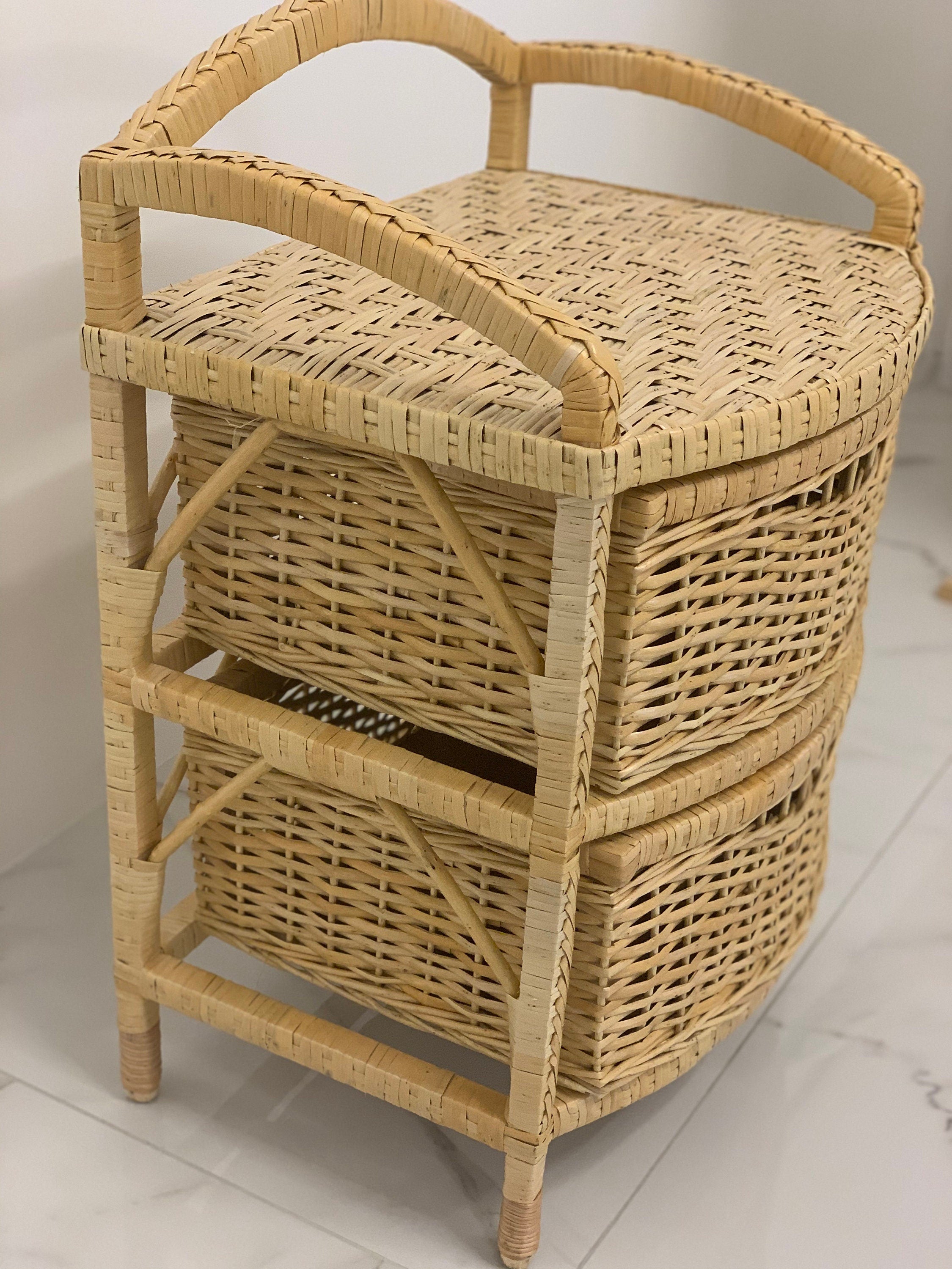 Organic Wicker Dresser, Boho dresser chest, small chest of drawers, mid modern chest of drawers, wicker chest of drawers