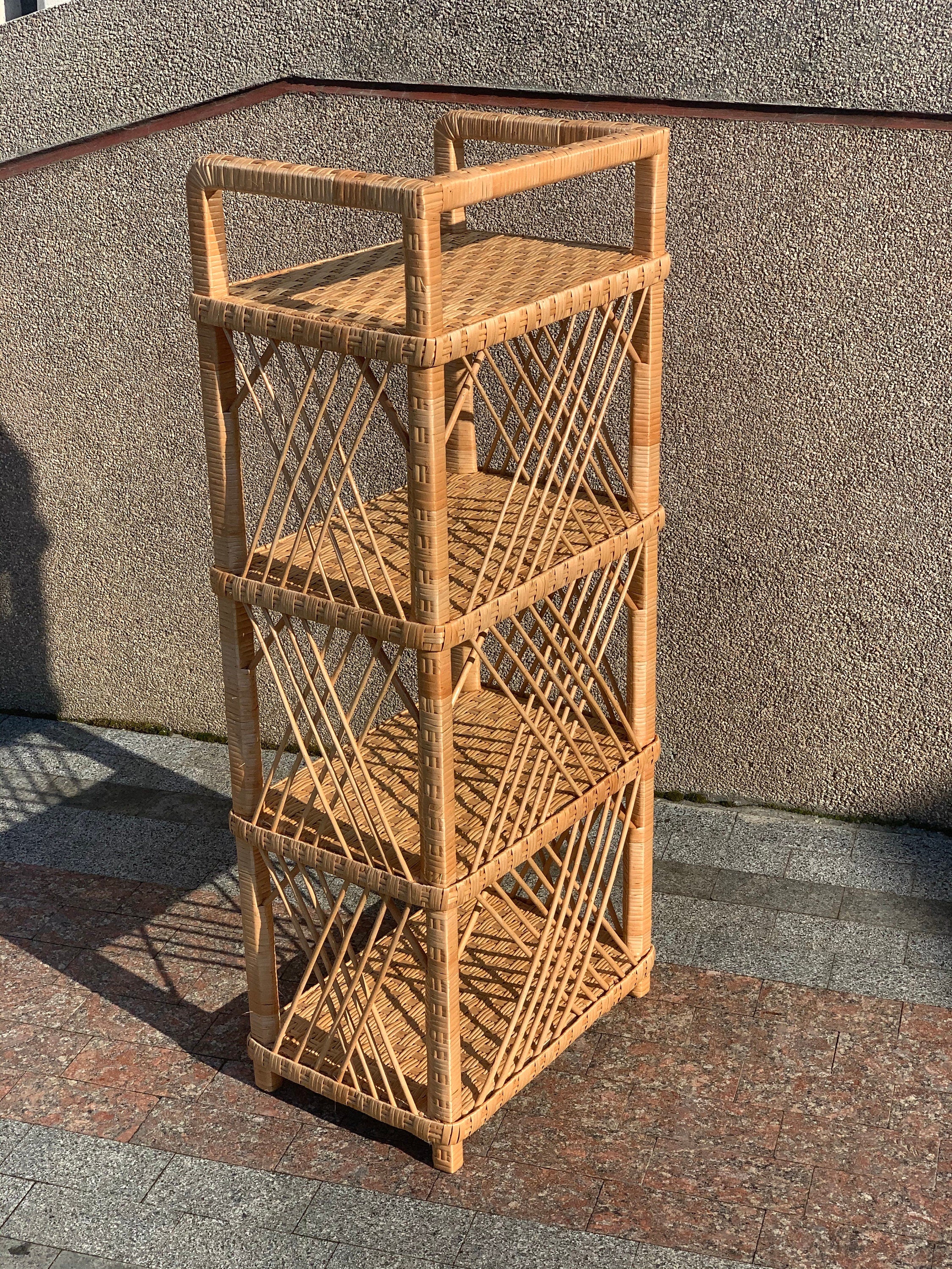 Wicker Shelf, 4-Shelf Unit Available, arched shelf, rattan shelves, wicker shelf, etagere shelf, boho plant stand