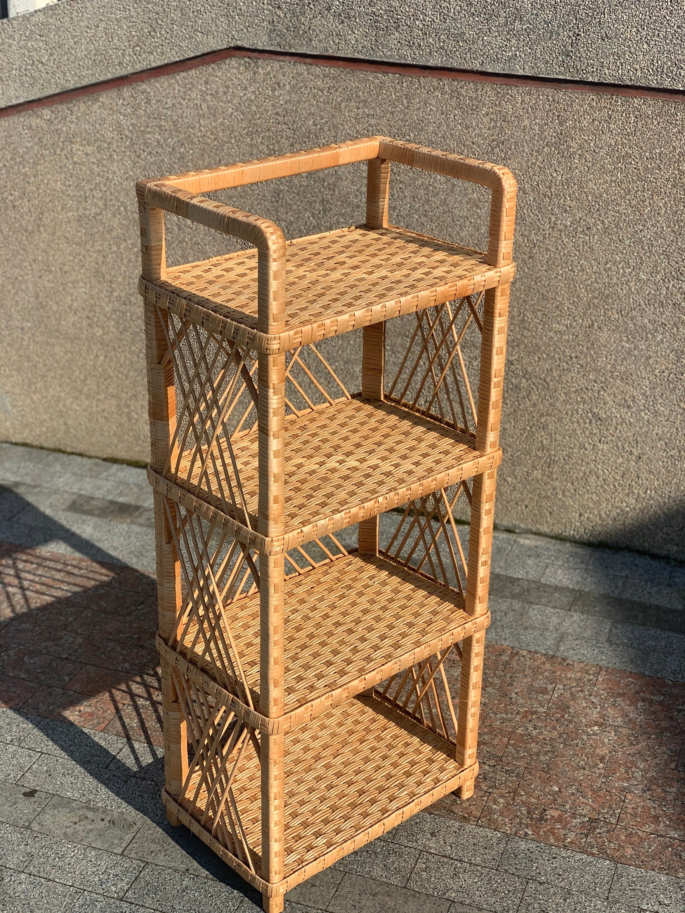 Wicker Shelf, 4-Shelf Unit Available, arched shelf, rattan shelves, wicker shelf, etagere shelf, boho plant stand