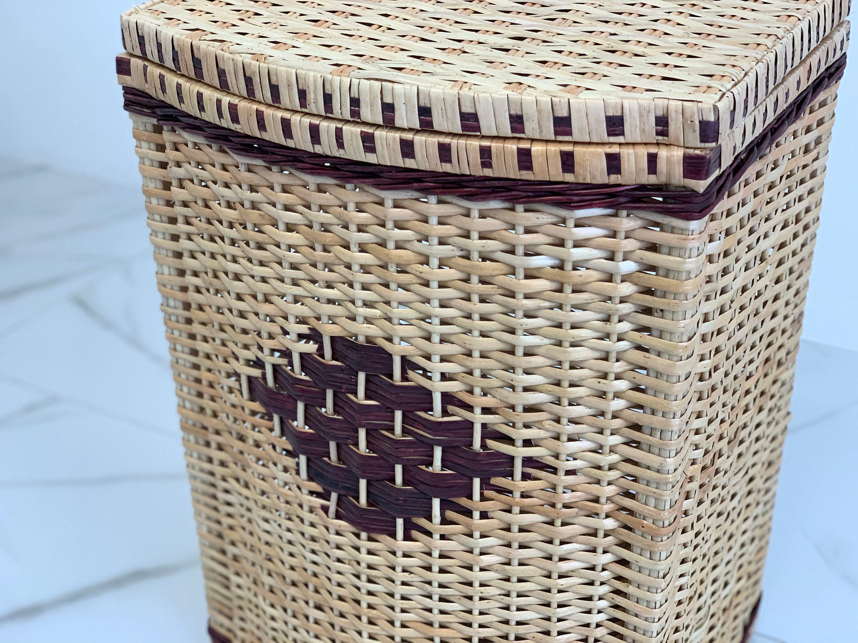Wicker Laundry Basket with Lid, Wicker Bathroom Basket