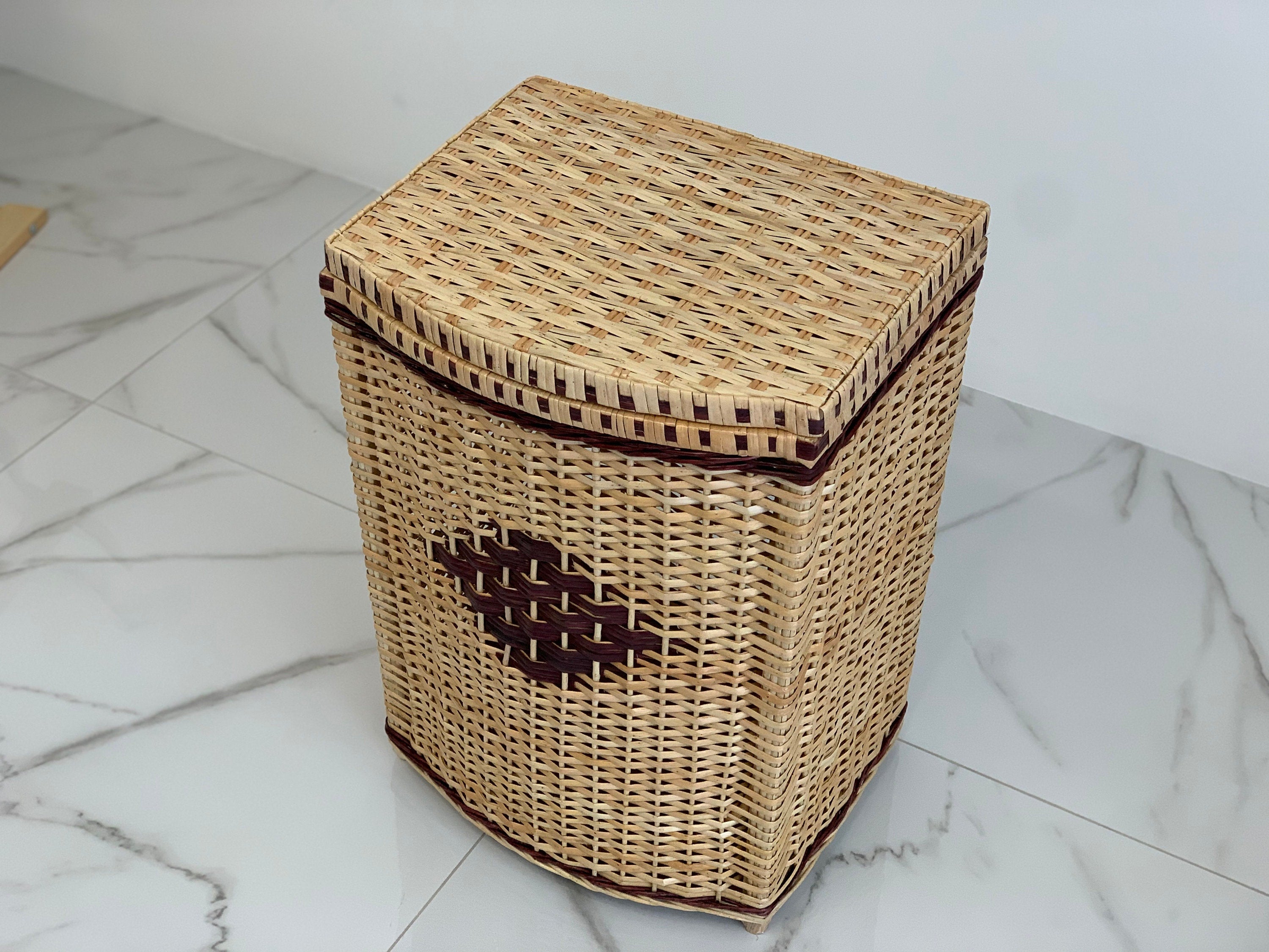 Wicker Laundry Basket with Lid, Wicker Bathroom Basket