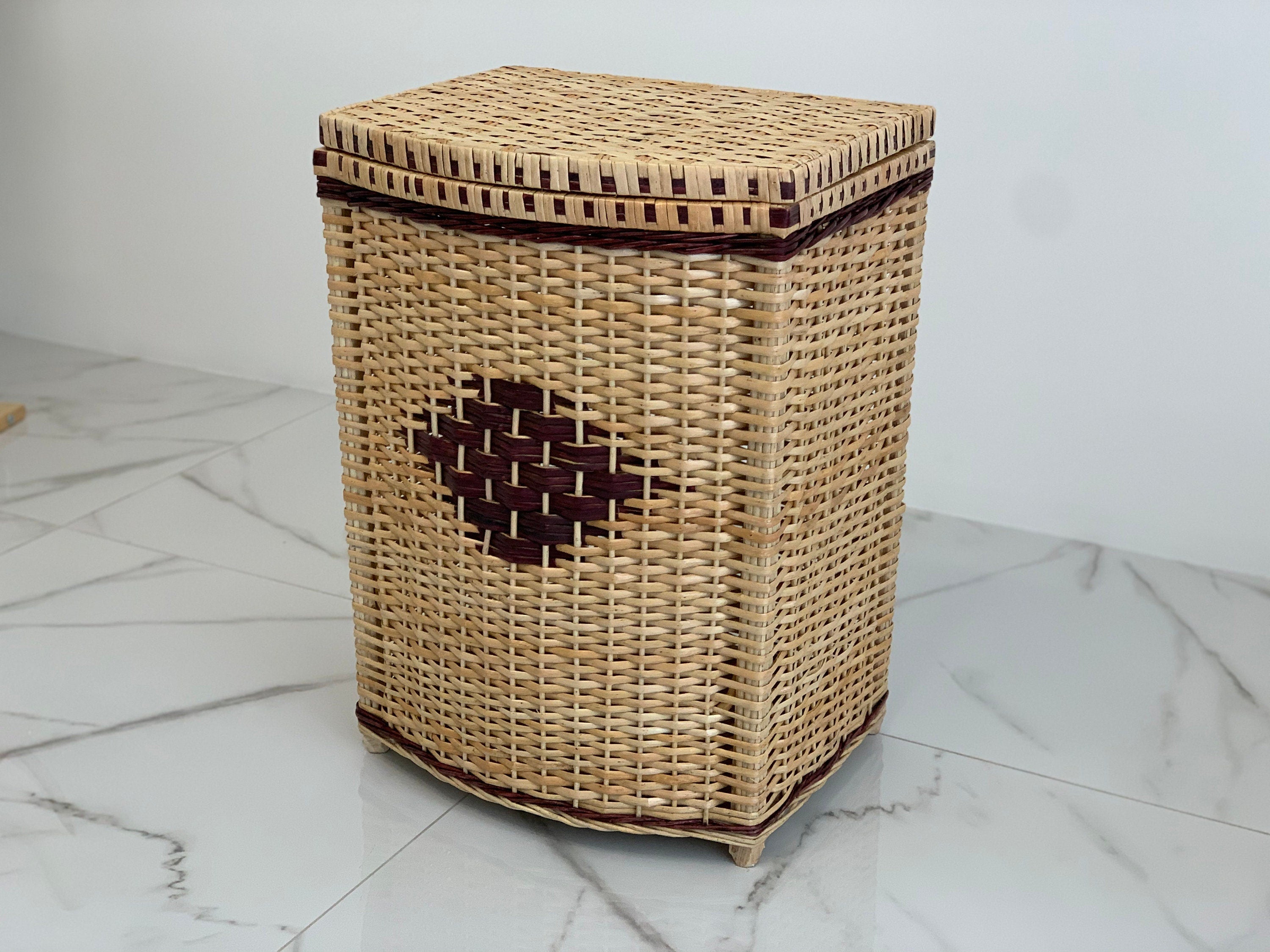 Wicker Laundry Basket with Lid, Wicker Bathroom Basket