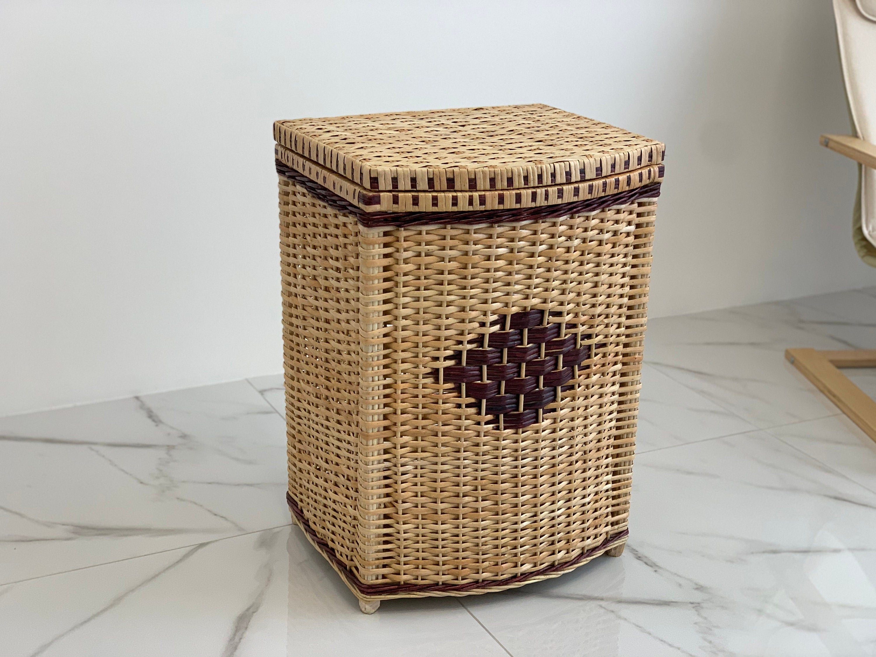 Wicker Laundry Basket with Lid, Wicker Bathroom Basket