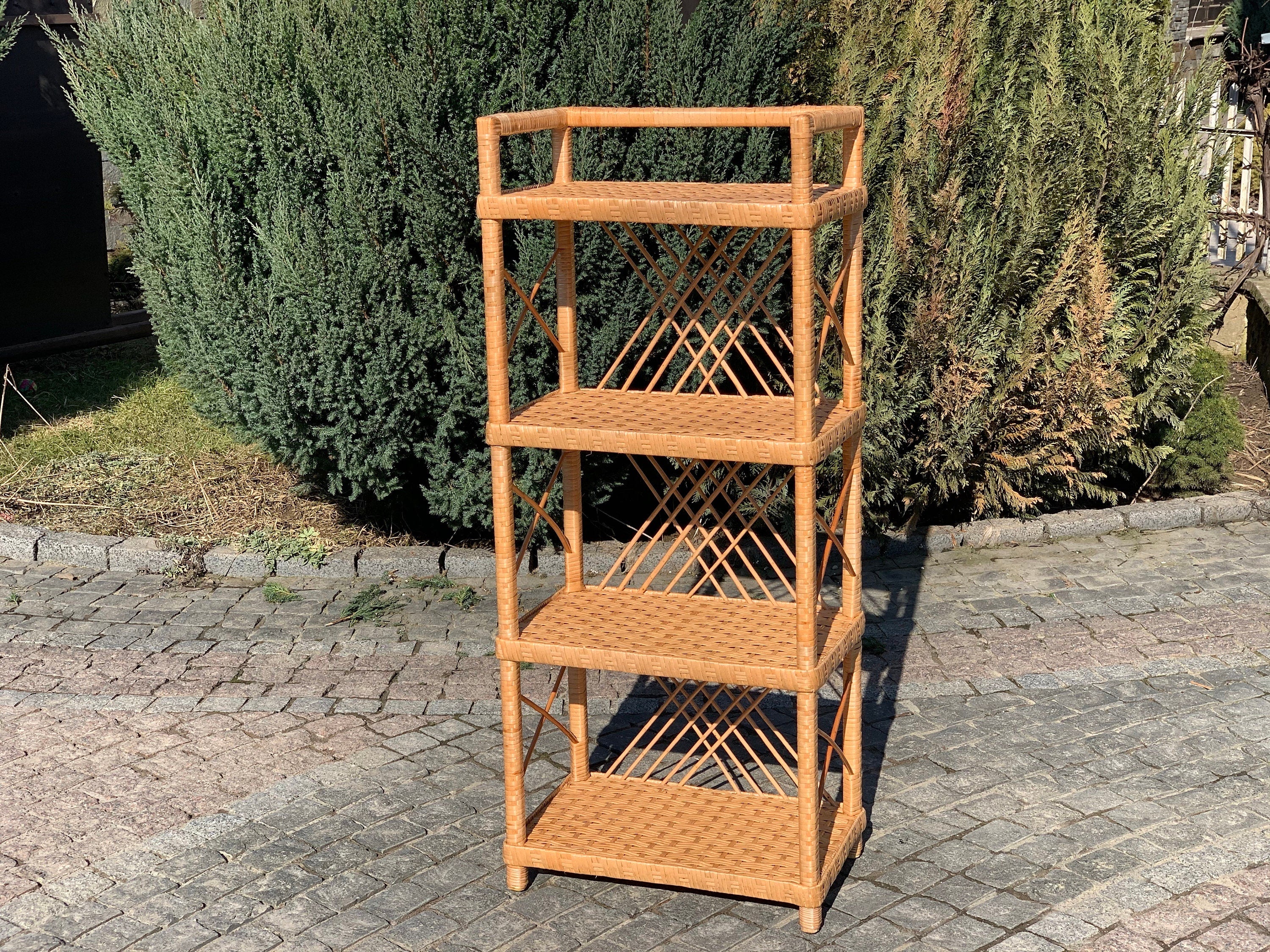 Wicker Shelf, 4-Shelf Unit Available, arched shelf, rattan shelves, wicker shelf, etagere shelf, boho plant stand
