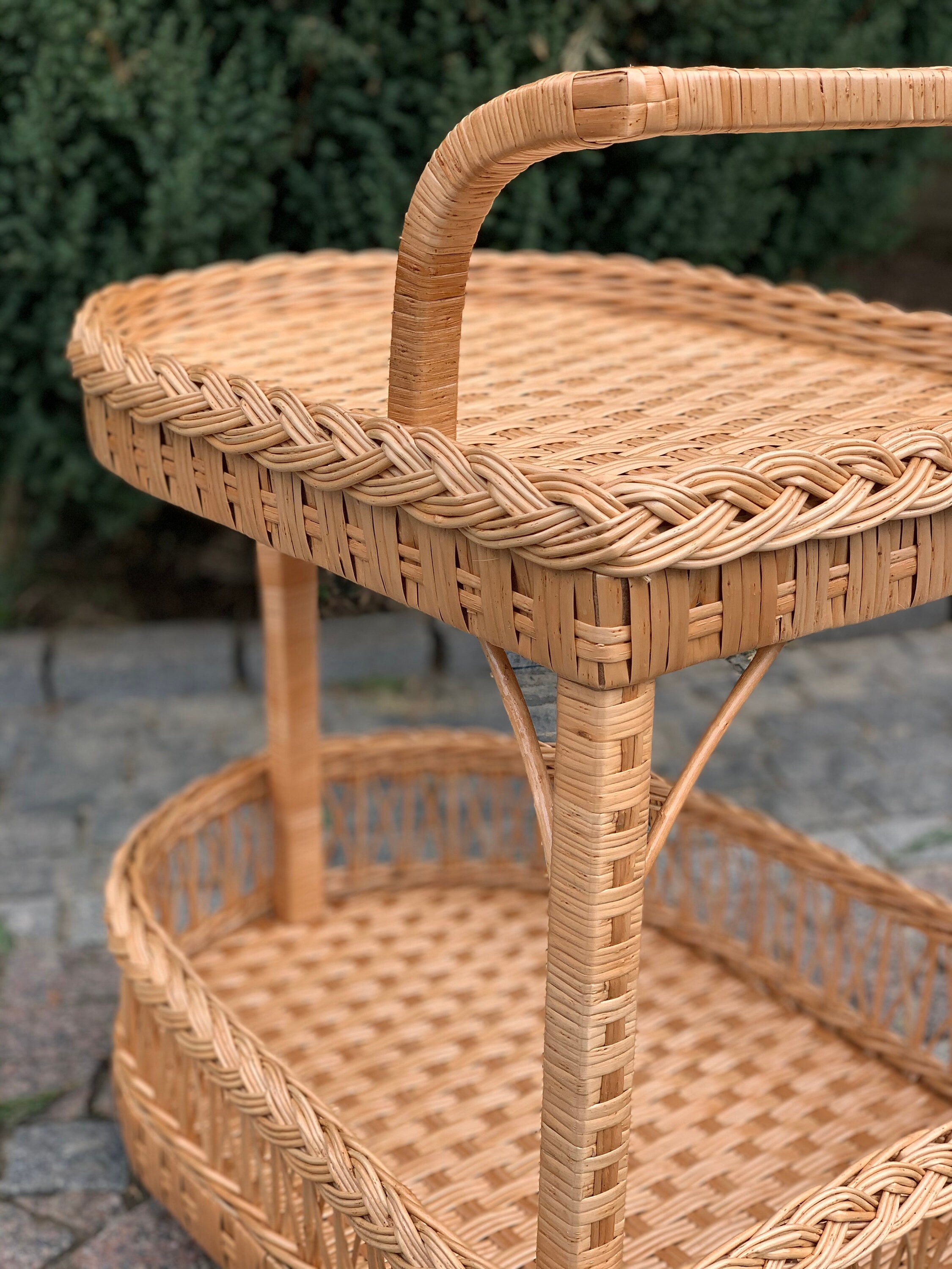 Coffee table, Rattan table, Wicker table on wheels, Bar table on wheels