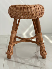 Rattan wicker round stool or teatable