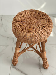 Rattan wicker round stool or teatable