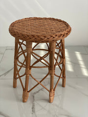 Rattan wicker round stool or teatable