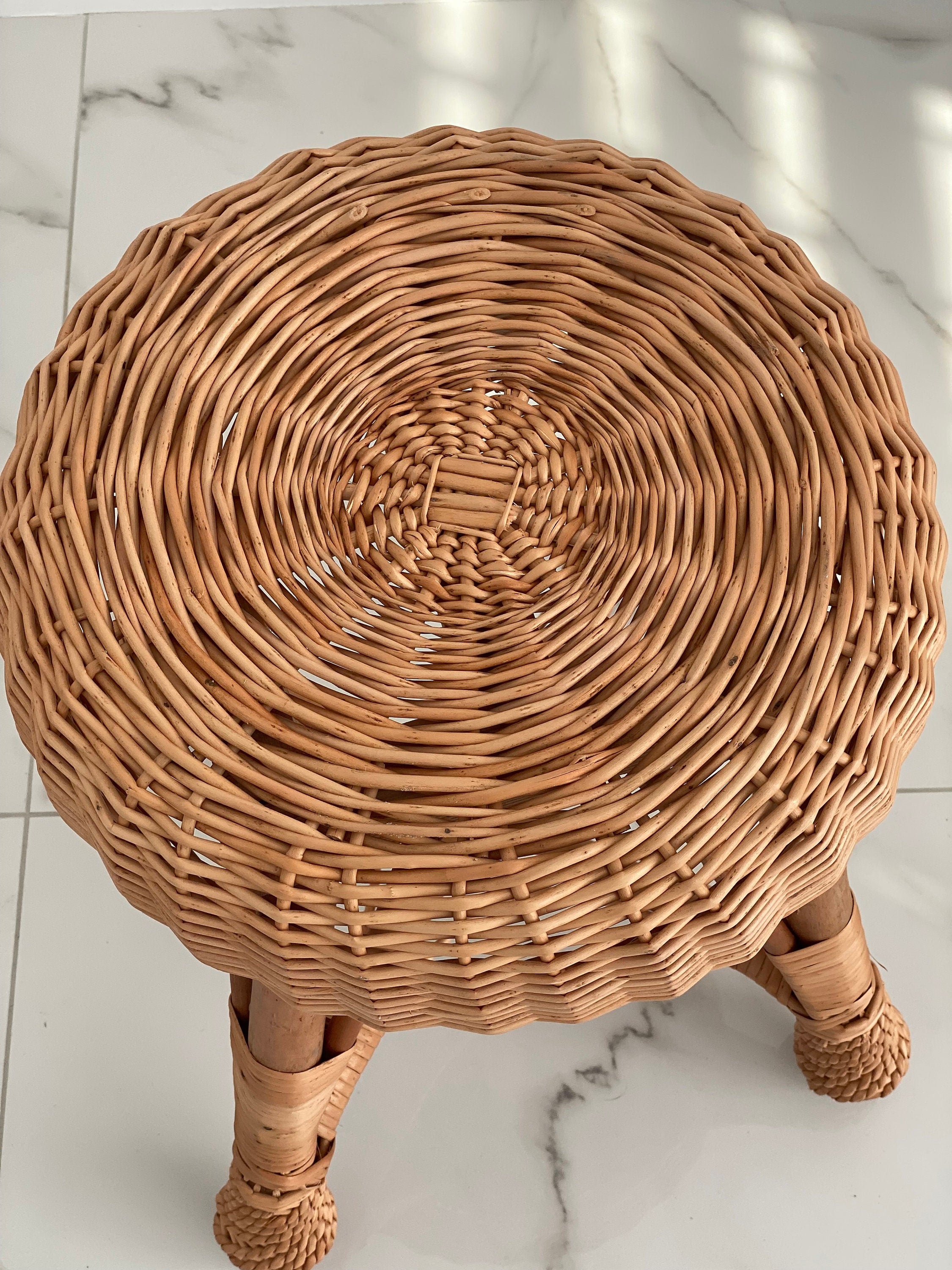 Rattan wicker round stool or teatable