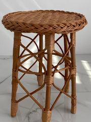 Rattan wicker round stool or teatable