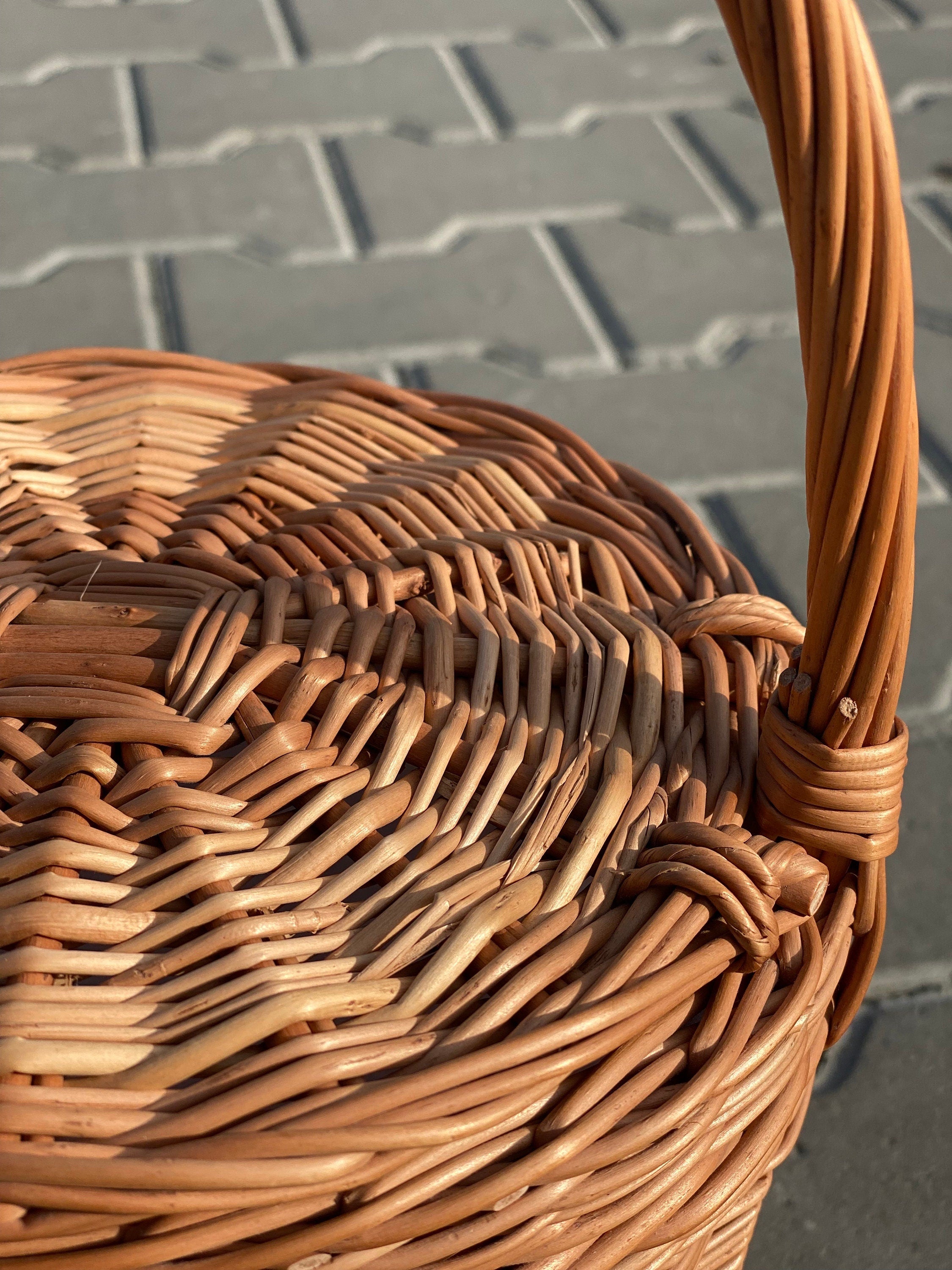 Wicker bag, Birkin bag, Natural wicker basket, handwoven willow market, shopping basket, Small Round Basket
