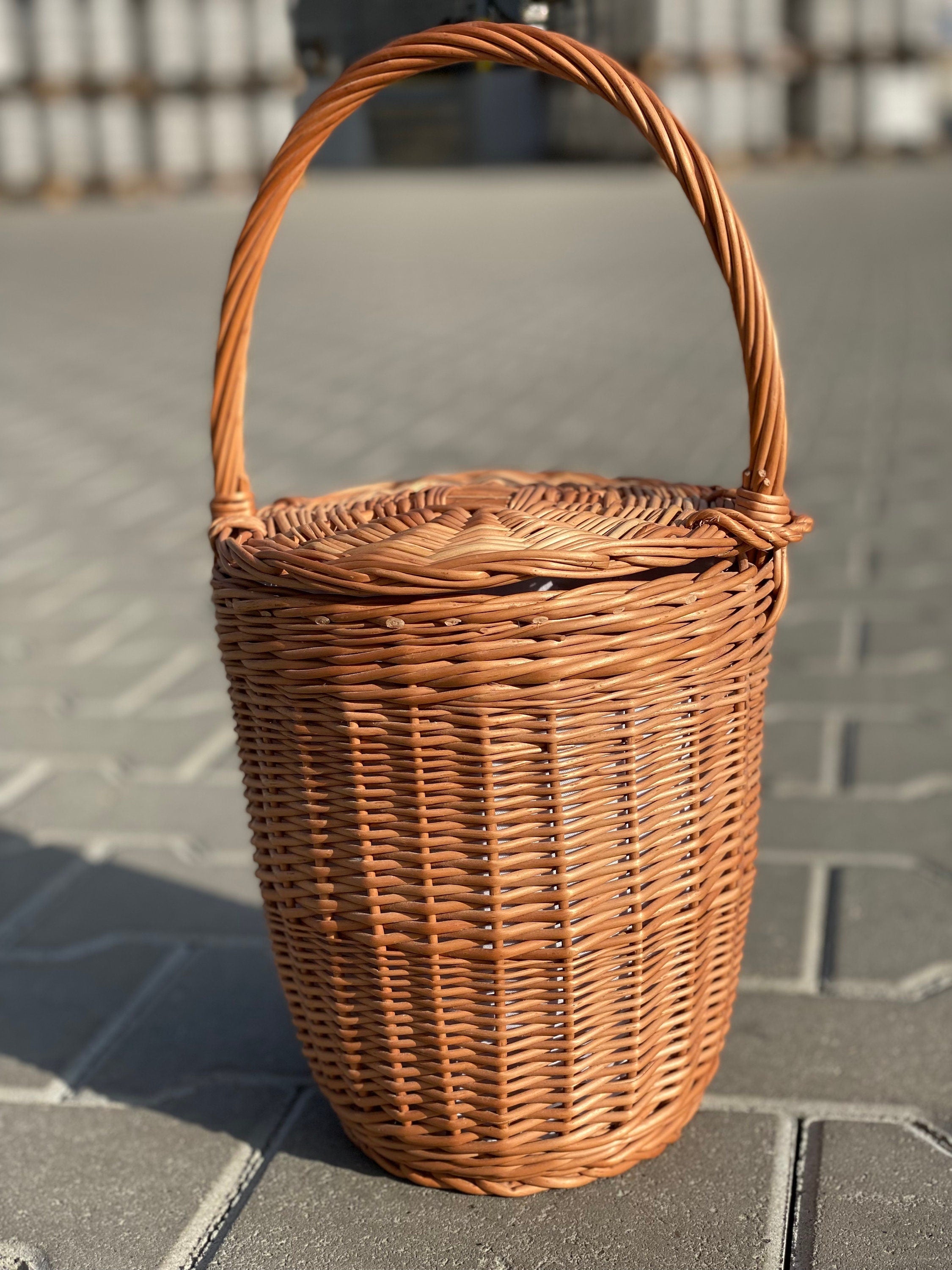 Wicker bag, Birkin bag, Natural wicker basket, handwoven willow market, shopping basket, Small Round Basket