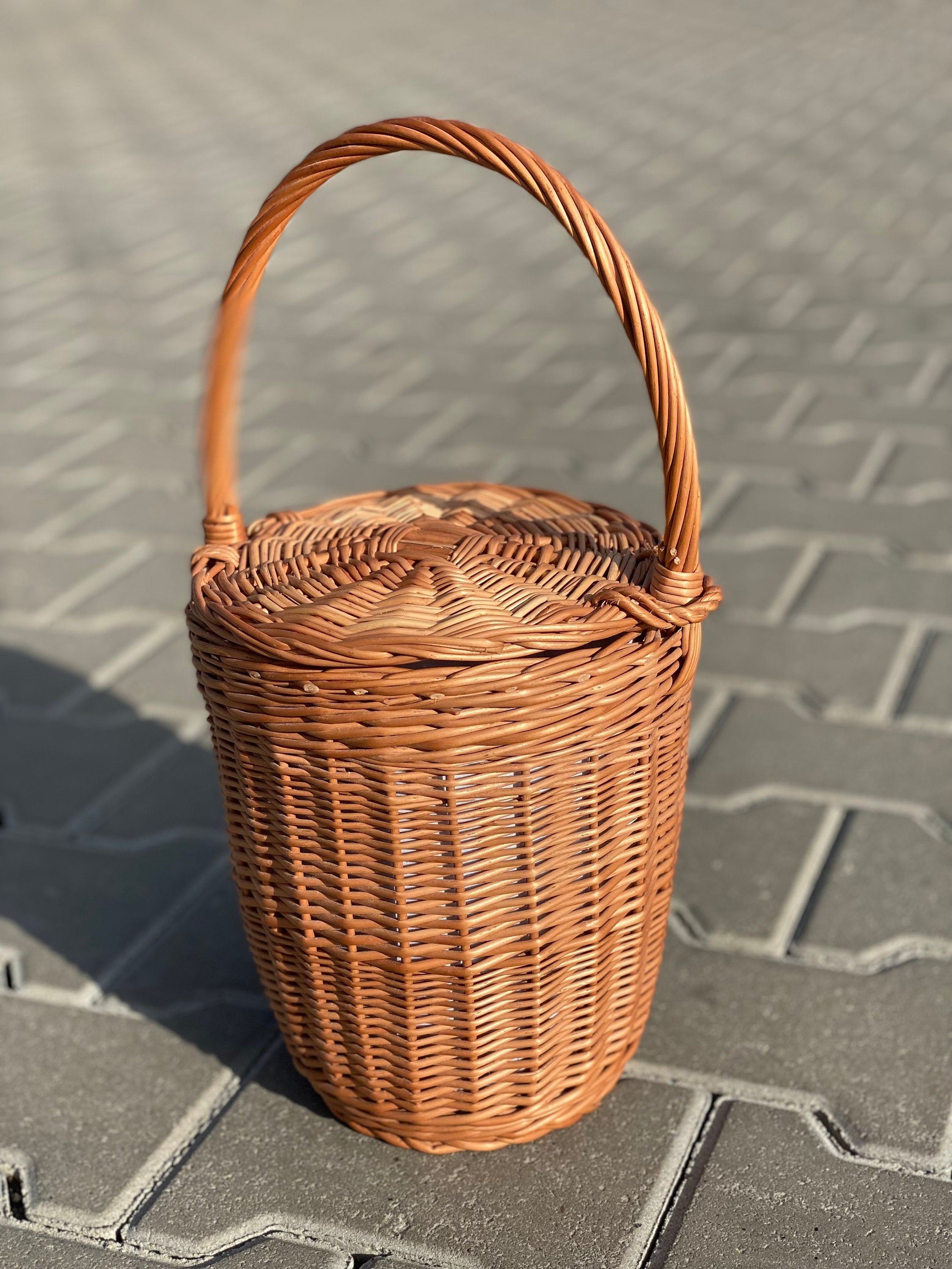 Wicker bag, Birkin bag, Natural wicker basket, handwoven willow market, shopping basket, Small Round Basket