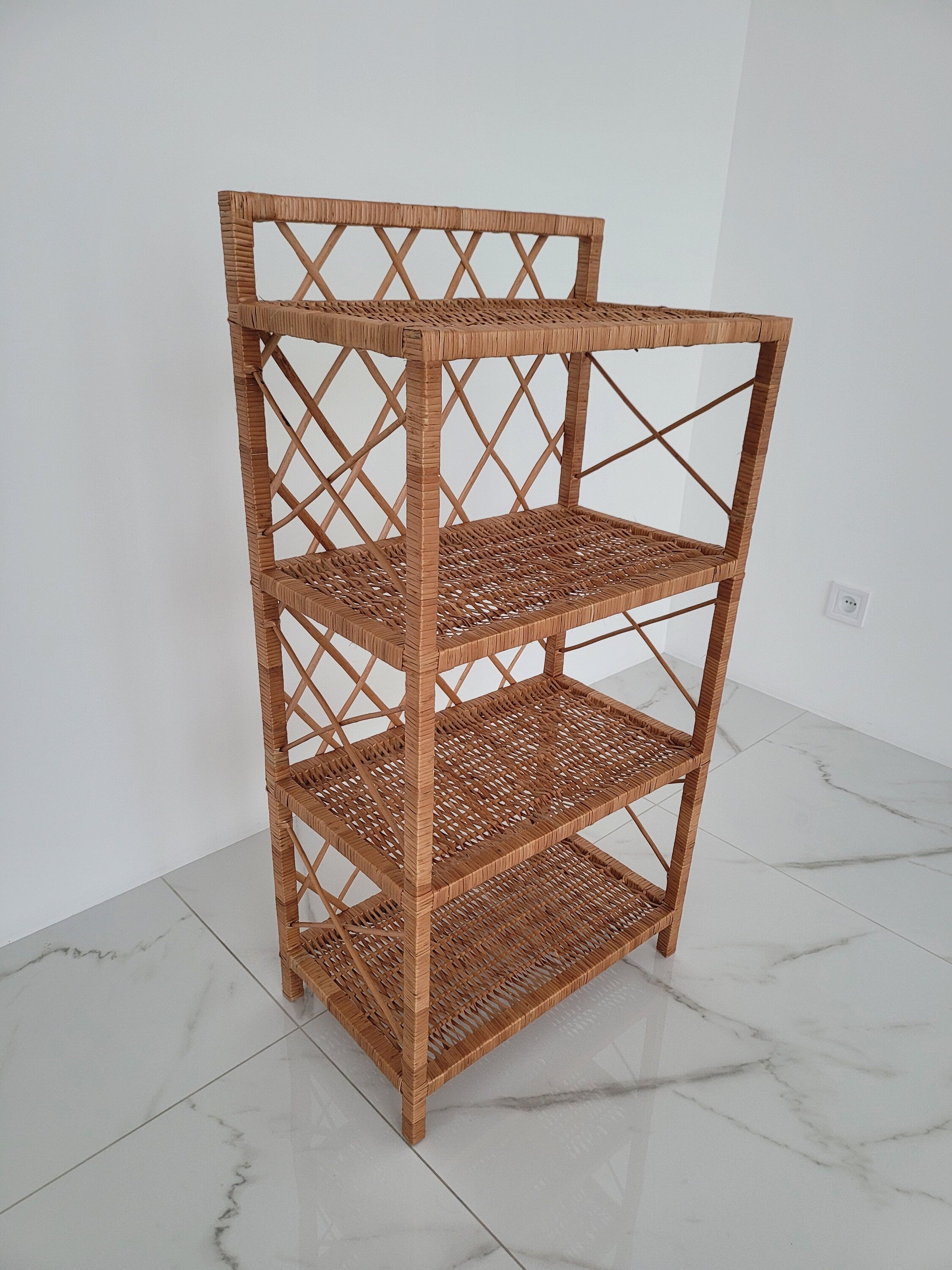 Wicker Shelf, Storage shelf, Bookshelf, Plant shelf, Rattan shelf