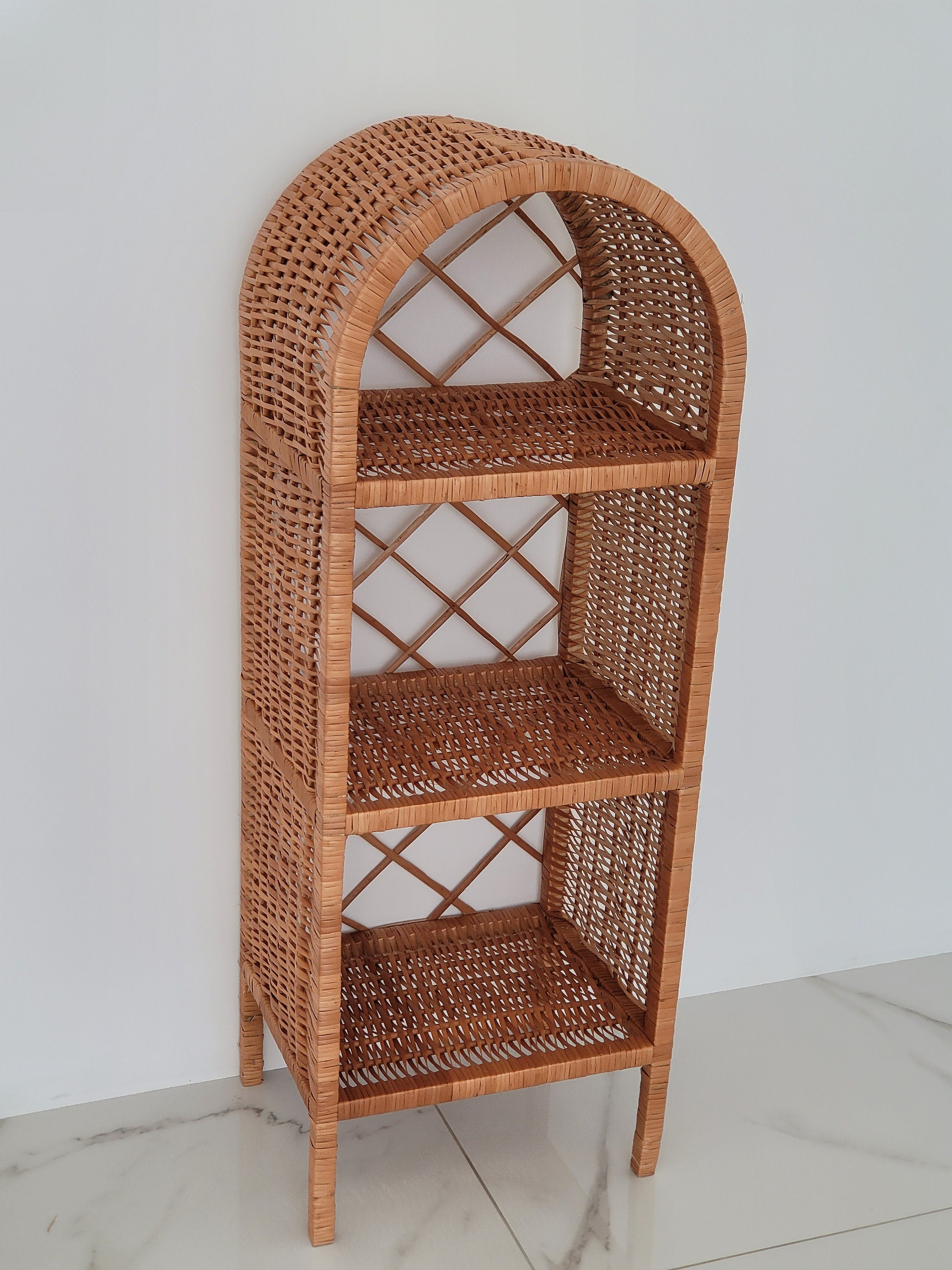 Wicker Shelf, Storage shelf, Bookshelf, Plant shelf, Rattan shelf