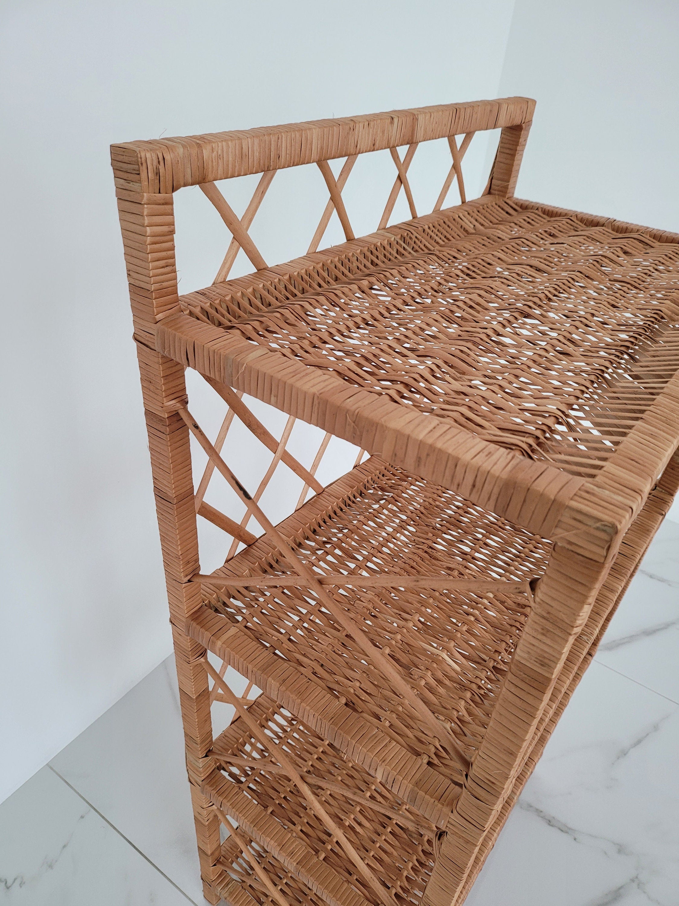 Wicker Shelf, Storage shelf, Bookshelf, Plant shelf, Rattan shelf
