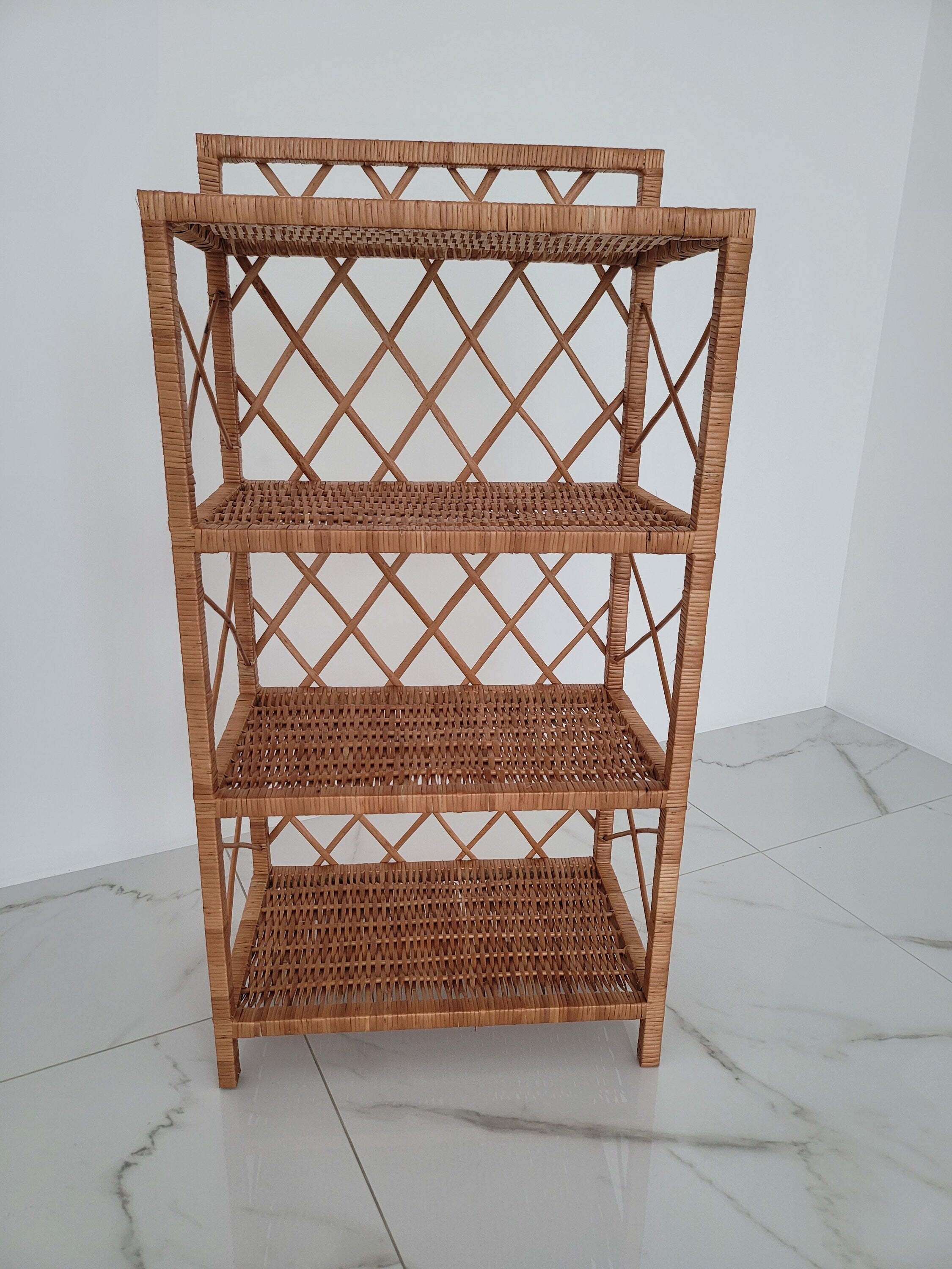 Wicker Shelf, Storage shelf, Bookshelf, Plant shelf, Rattan shelf