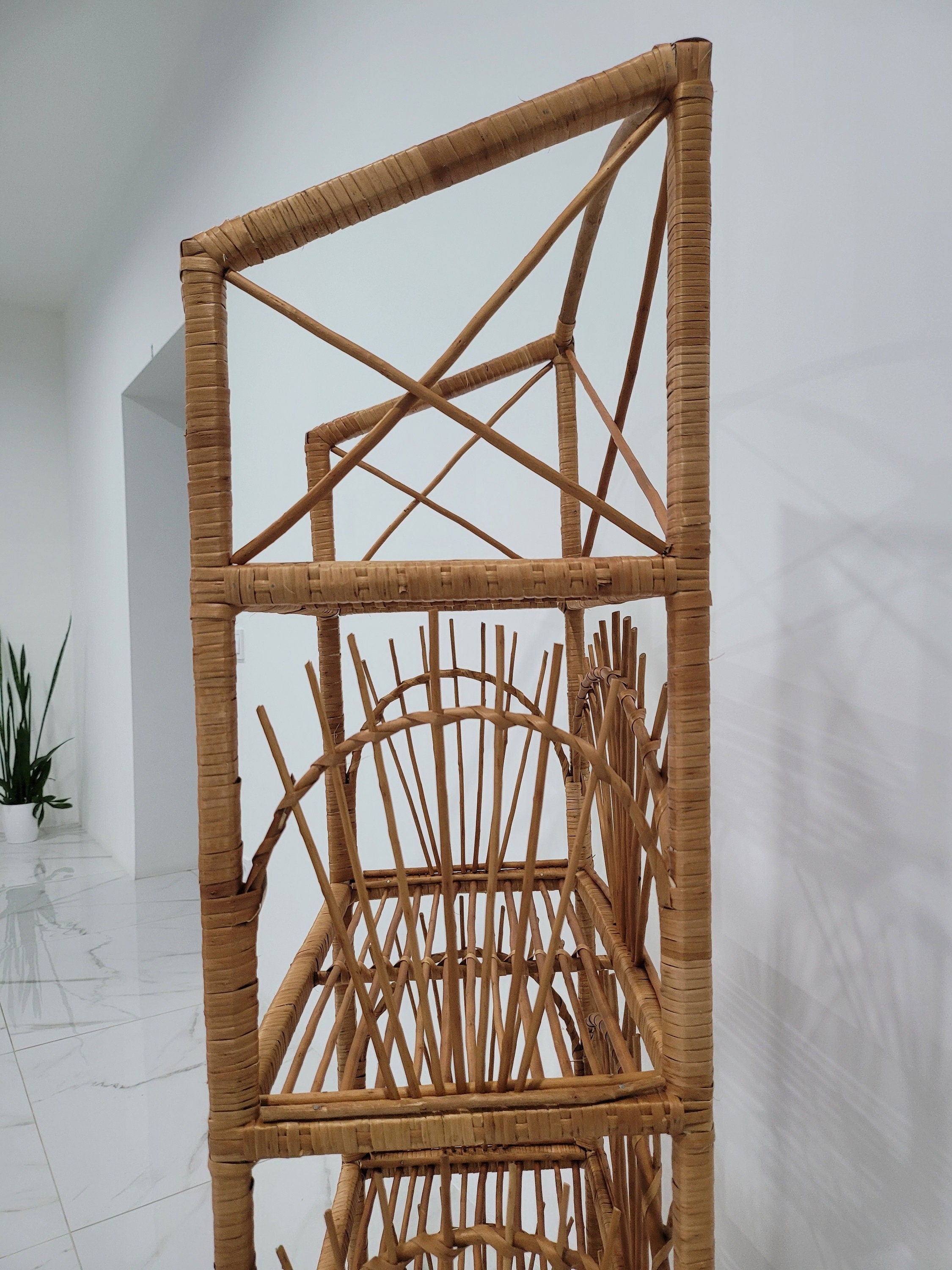 Wicker Shelf, Storage shelf, Bookshelf, Plant shelf, Rattan shelf