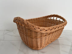 Large Wicker Laundry Basket, Handled Oval Basket, Large Storage Basket, Laundry Hamper