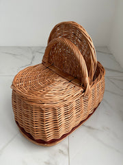 Picnic Wicker Basket, Handwoven Picnic Basket, basket with lid